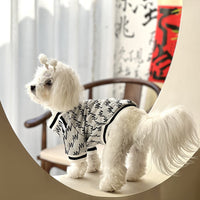 HKM-841235 Autumn and Winter Zip-Up Teddy Jacket for Pets in Black and White