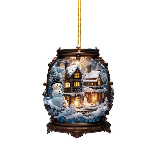 HKM-841363 Acrylic Flat Christmas Snowman Pendant - Modern Decorative Holiday Ornament