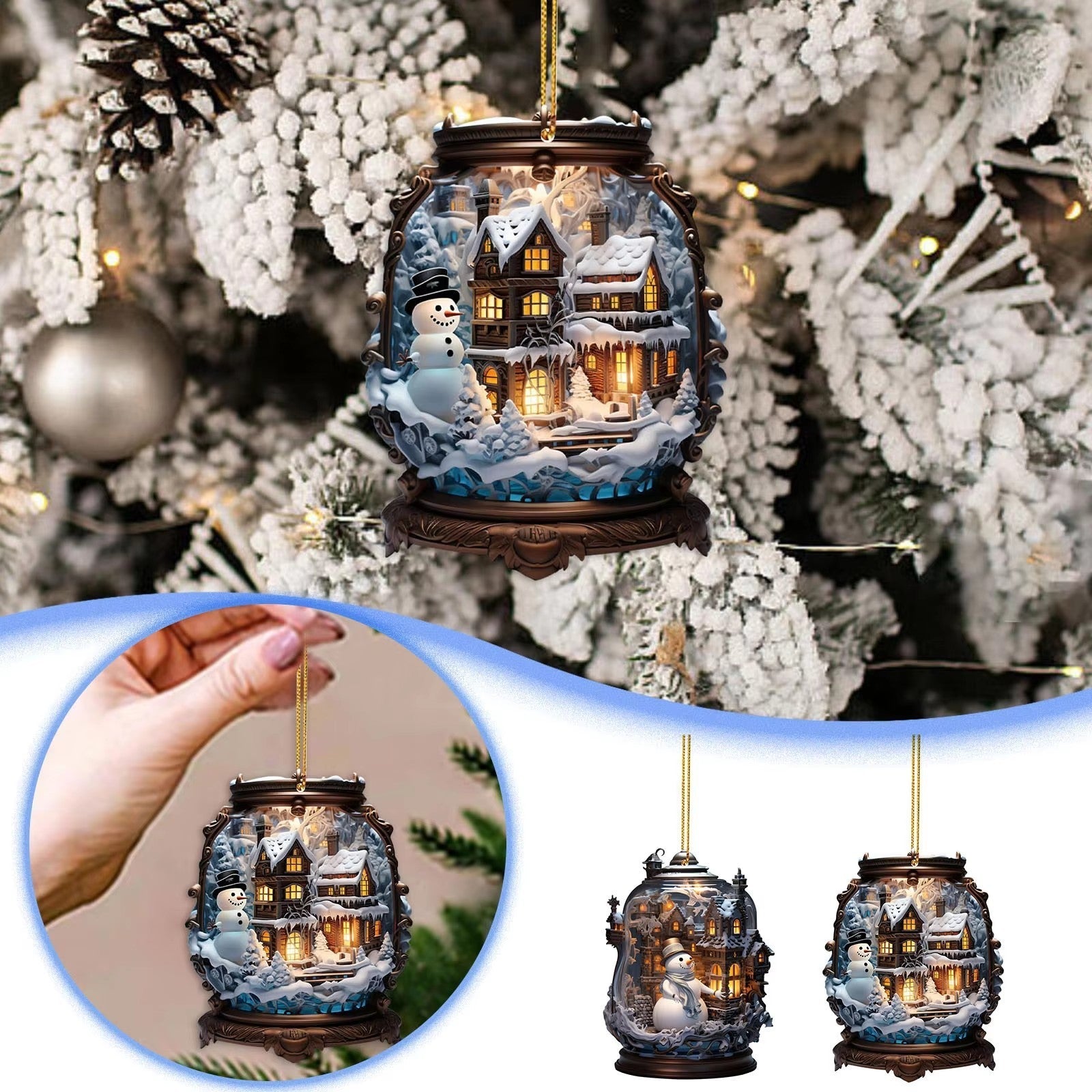 HKM-841363 Acrylic Flat Christmas Snowman Pendant - Modern Decorative Holiday Ornament