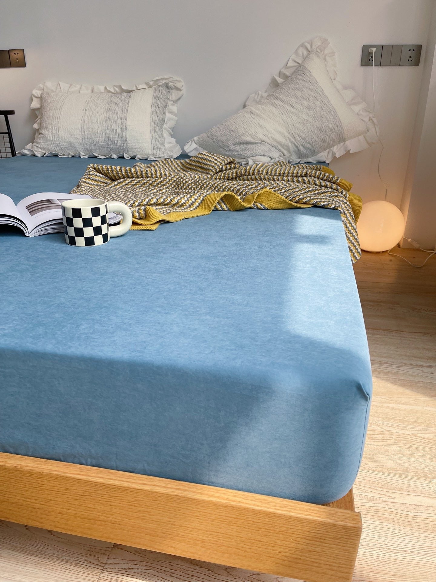 HKM-841555 Double-Sided Fitted Sheet for Mother and Baby - Soft Chemical Fiber, Sizes 150x200cm & 180x200cm