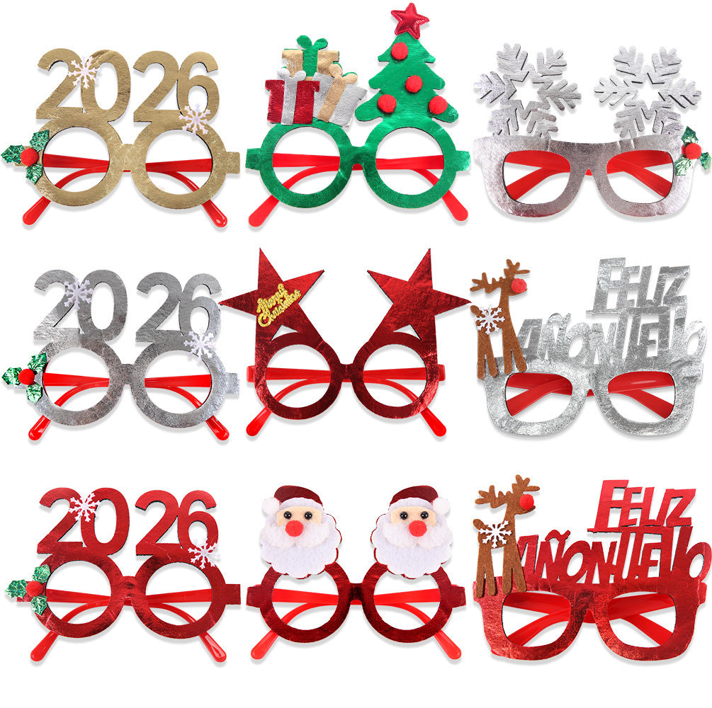 HKM-841683 Bronzed Fabric Snowflake Christmas Glasses for New Year Party Fun