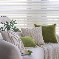 HKM-841683 Linen Green Lumbar Support Pillow Cover, Solid Beige & White Options Available, 30x50cm & 45x45cm Sizes