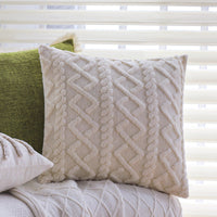 HKM-841683 Linen Green Lumbar Support Pillow Cover, Solid Beige & White Options Available, 30x50cm & 45x45cm Sizes