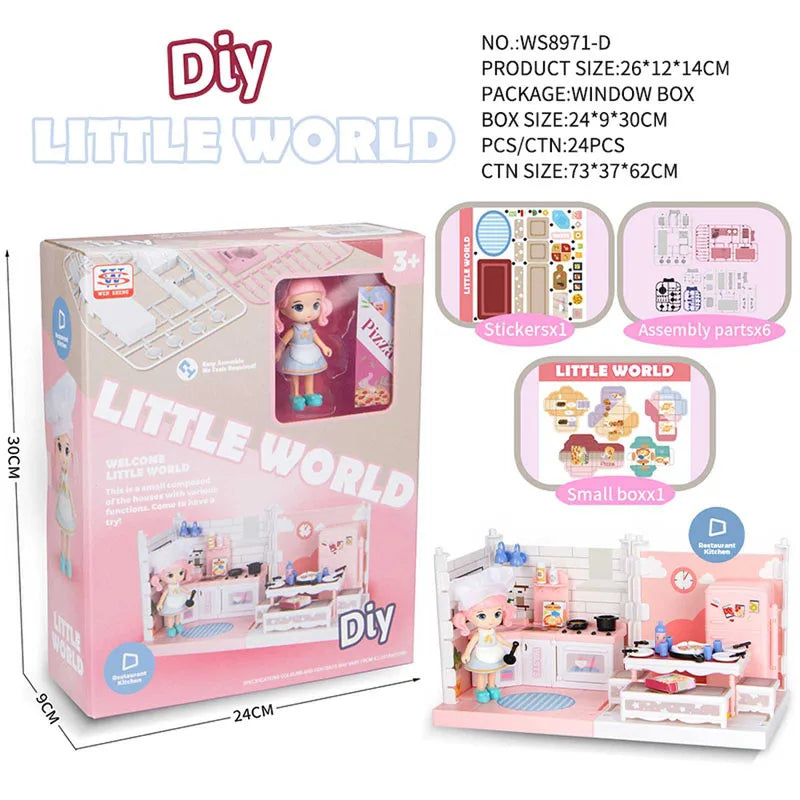 KTX-841811 DIY Mini Doll House Toy Set with Furniture for Kids Ages 6 and Up, Perfect for Pretend Play and Hands-On Learning