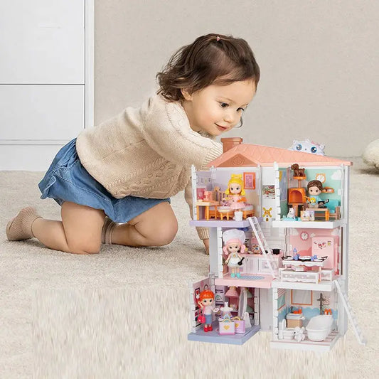 KTX-841811 DIY Mini Doll House Toy Set with Furniture for Kids Ages 6 and Up, Perfect for Pretend Play and Hands-On Learning