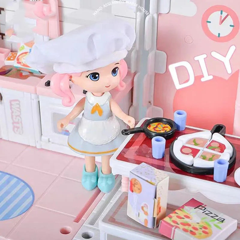 KTX-841811 DIY Mini Doll House Toy Set with Furniture for Kids Ages 6 and Up, Perfect for Pretend Play and Hands-On Learning