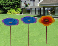 HKM-841811 Metal Flower Bird Feeder with Sheep Hook - Purple Blue and Golden Brown Options