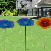 HKM-841811 Metal Flower Bird Feeder with Sheep Hook - Purple Blue and Golden Brown Options