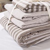 HKM-841875 Striped Cotton Four-Piece Bedding Set for Various Bed Sizes