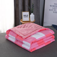 HKM-841875 Washable Striped Air Conditioning Quilt in Washed Cotton and Polyester Cotton, Checkered Design, 150x200cm, 200x230cm