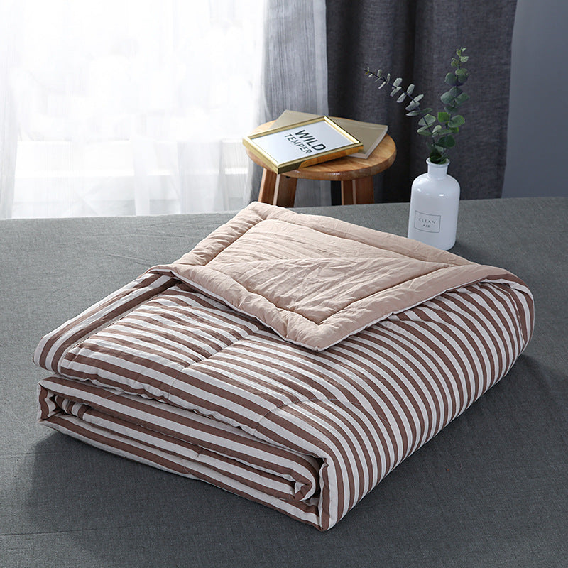 HKM-841875 Washable Striped Air Conditioning Quilt in Washed Cotton and Polyester Cotton, Checkered Design, 150x200cm, 200x230cm