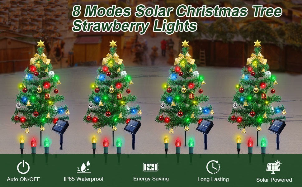 HKM-842003 Solar-Powered Christmas Tree Lights - 2 Pack, 38x11x13.5 cm, 0.95 kg