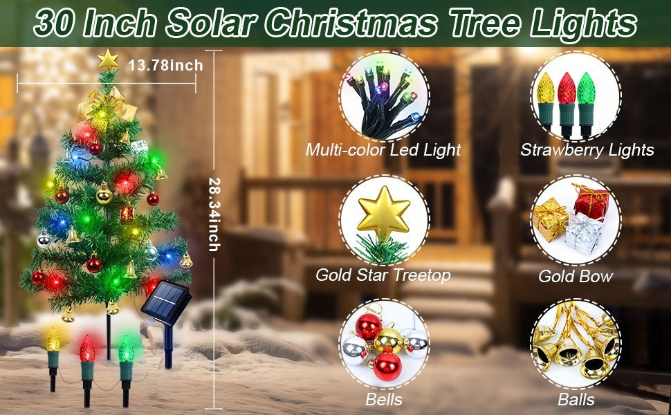 HKM-842003 Solar-Powered Christmas Tree Lights - 2 Pack, 38x11x13.5 cm, 0.95 kg