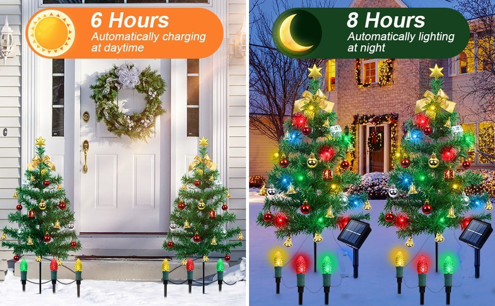 HKM-842003 Solar-Powered Christmas Tree Lights - 2 Pack, 38x11x13.5 cm, 0.95 kg