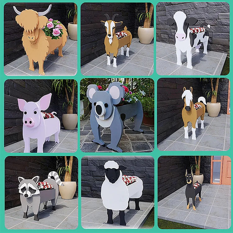 KTX-842067 Charming Dog-Shaped Plastic Flower Pot for Home and Outdoor Decor