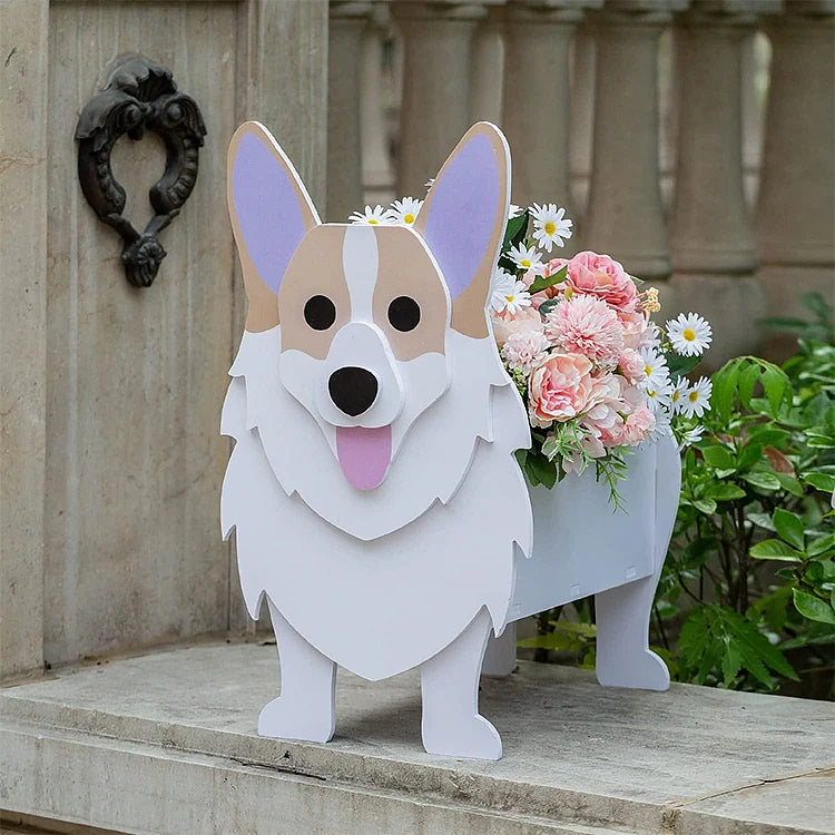 KTX-842067 Charming Dog-Shaped Plastic Flower Pot for Home and Outdoor Decor