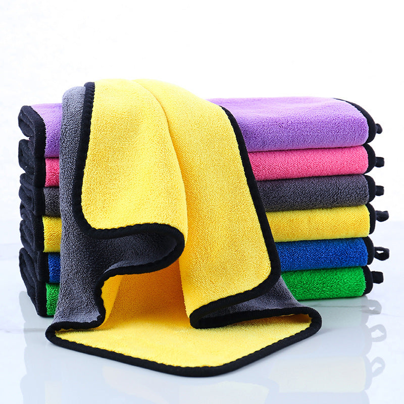 HKM-842131 High Density Coral Fleece Two-Tone Car Wash Towel - Thick and Durable