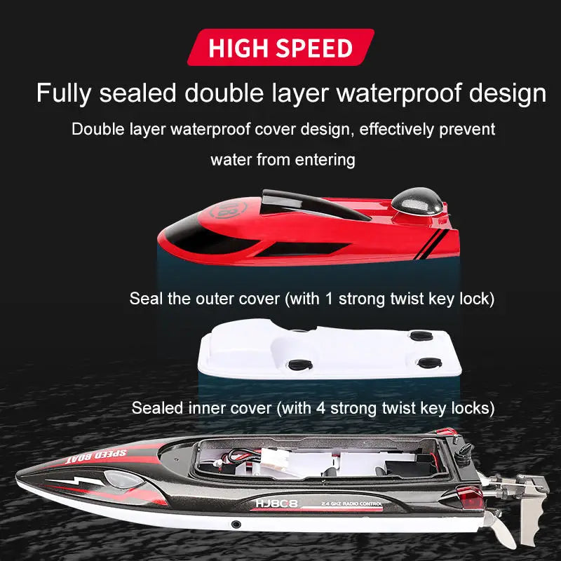 HKM-842131 High-Speed Remote Control Racing Boat 25KM/H with USB Charging and Controller