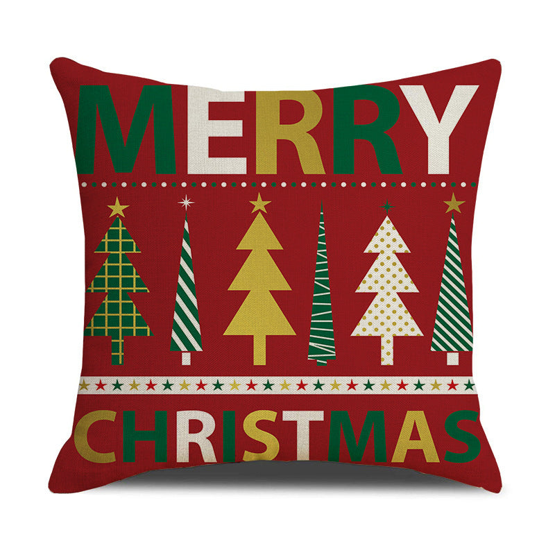 HKM-842259 Nordic Christmas Day Throw Linen Cushion Pillowcase 45x45cm