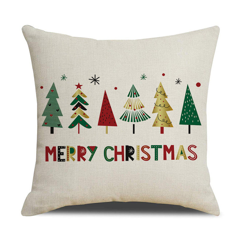 HKM-842259 Nordic Christmas Day Throw Linen Cushion Pillowcase 45x45cm