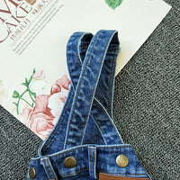 HKM-842323 Light Blue & Dark Blue Denim Suspender Pants for Dogs - Casual Pet Clothing in Various Sizes
