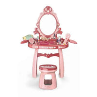 HKM-842387 Electric Light Music Makeup Vanity Desk Set with Chair for Girls Ages 3+ Pink