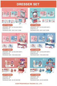 HKM-842387 Electric Light Music Makeup Vanity Desk Set with Chair for Girls Ages 3+ Pink