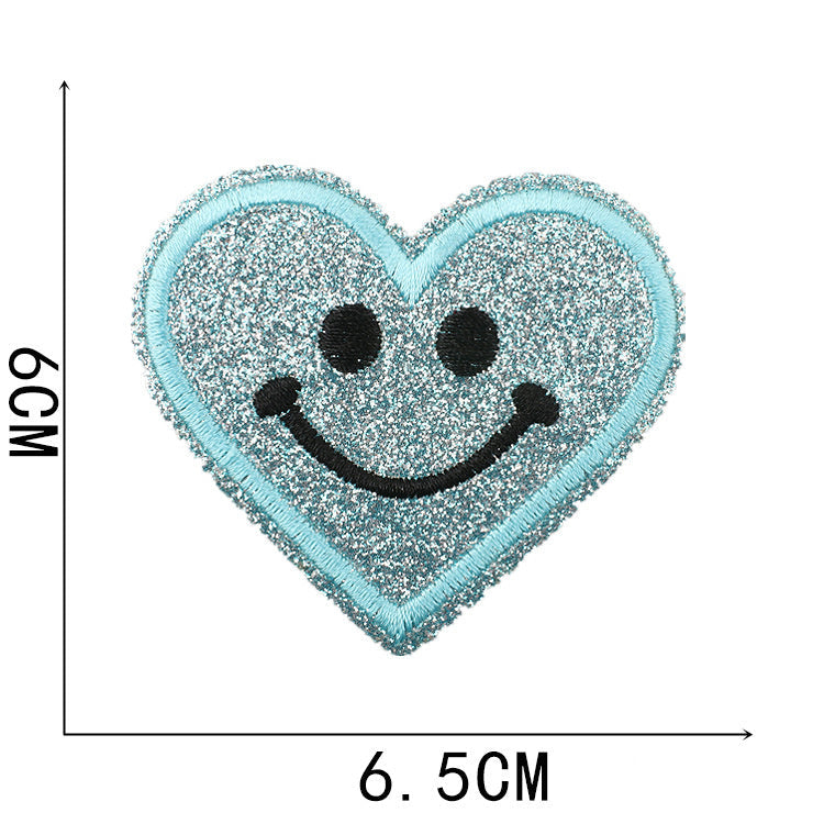 HKM-842387 Heart-Shaped Starry Sky Embroidered Iron-On Patch - Multi-Color Option Available