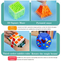 HKM-842515 Montessori Maze Cube Puzzle Fidget Game for Brain Development - 3x3x3 Maze Toy for Ages 2-13