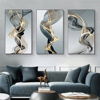 HKM-842643 Modern Rectangular Black and Yellow Geometric Abstract Canvas Art