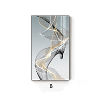 HKM-842643 Modern Rectangular Black and Yellow Geometric Abstract Canvas Art