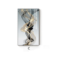 HKM-842643 Modern Rectangular Black and Yellow Geometric Abstract Canvas Art