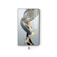 HKM-842643 Modern Rectangular Black and Yellow Geometric Abstract Canvas Art