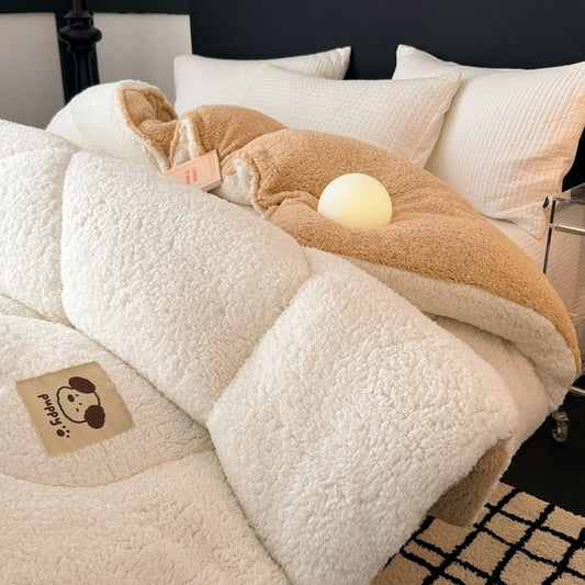 HKM-842707 Lamb Wool Velvet Winter Quilt - Multiple Sizes & Colors Available