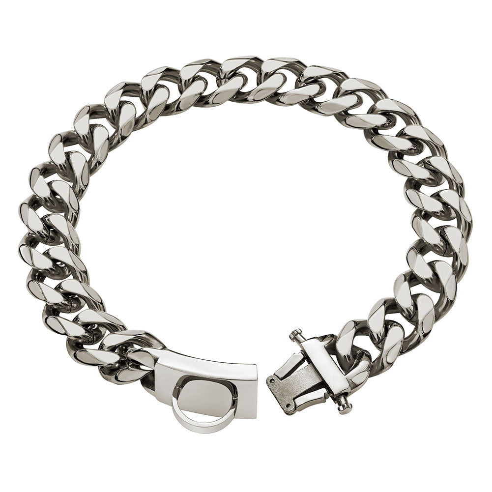 HKM-842707 Stainless Steel Dog Collar and Leash Set for Medium and Large Breeds, Durable Anti-Bite Design