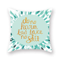 HKM-842771 Geometric Plant Pattern Green Pillowcase - Scandinavian Style, 45x45cm, Polyester