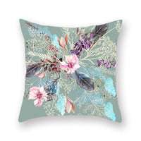 HKM-842771 Geometric Plant Pattern Green Pillowcase - Scandinavian Style, 45x45cm, Polyester