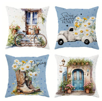 HKM-842835 Linen Pillow Cases Set of 4 - 45cm x 45cm - Multiple Colors Available
