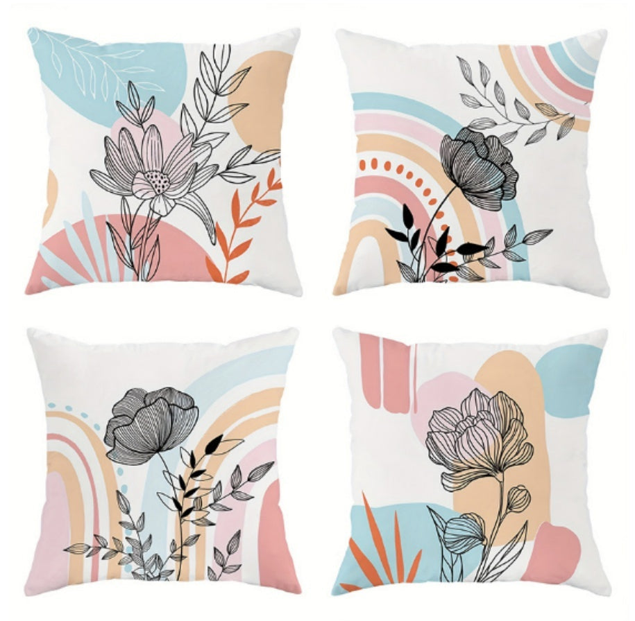 HKM-842835 Linen Pillow Cases Set of 4 - 45cm x 45cm - Multiple Colors Available
