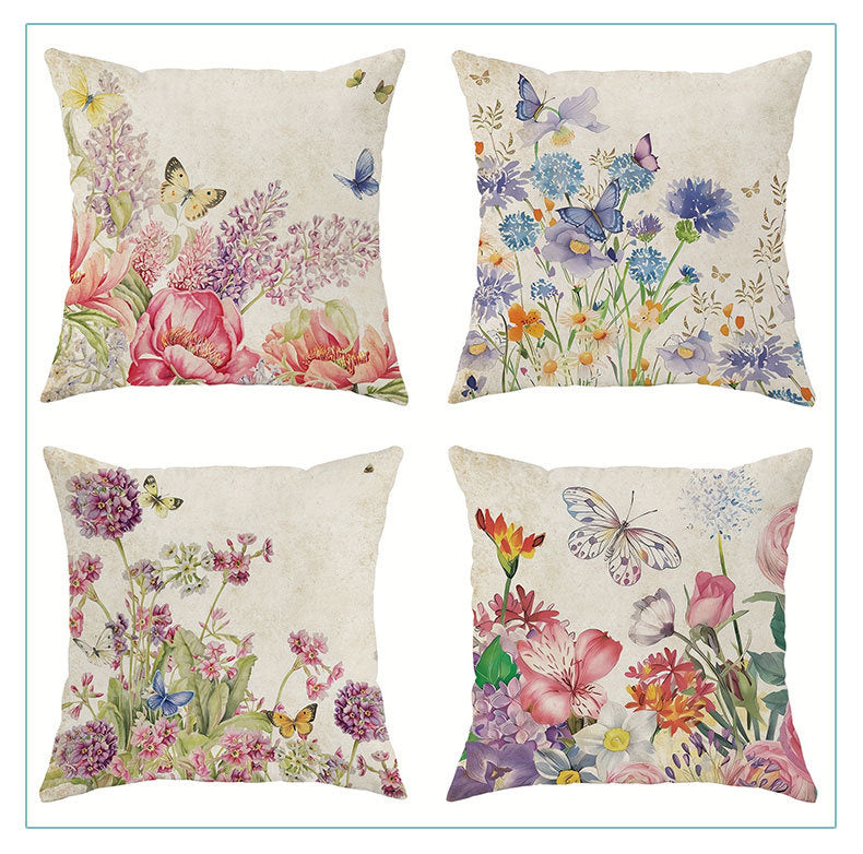 HKM-842835 Linen Pillow Cases Set of 4 - 45cm x 45cm - Multiple Colors Available