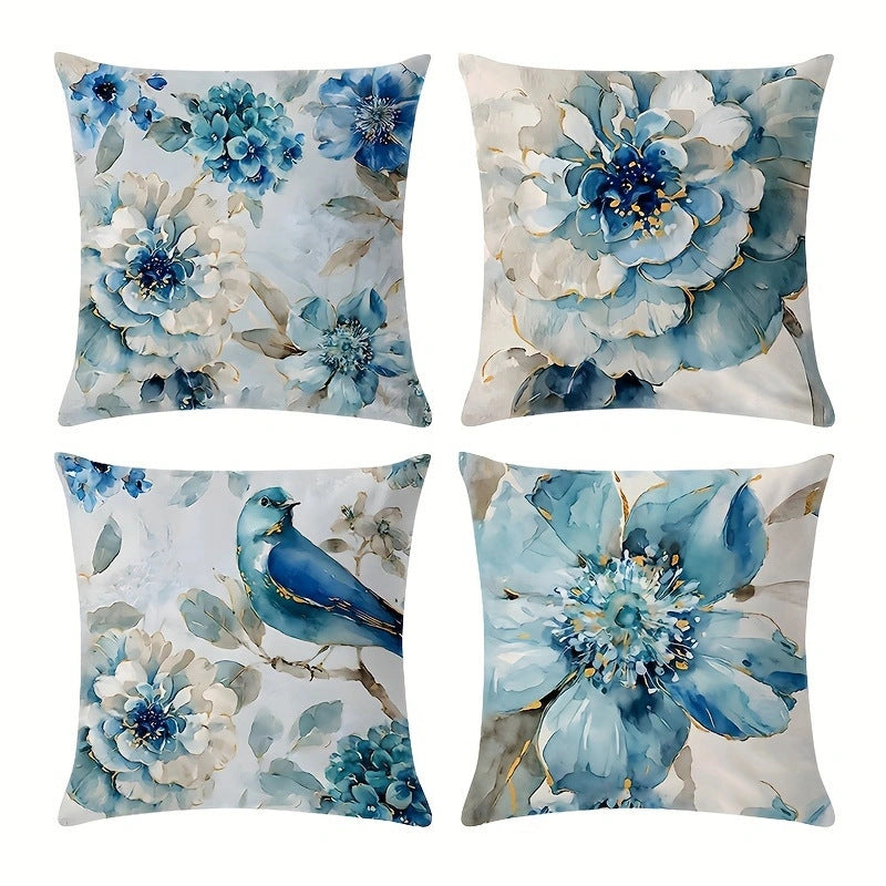 HKM-842835 Linen Pillow Cases Set of 4 - 45cm x 45cm - Multiple Colors Available