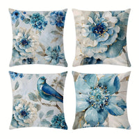 HKM-842835 Linen Pillow Cases Set of 4 - 45cm x 45cm - Multiple Colors Available