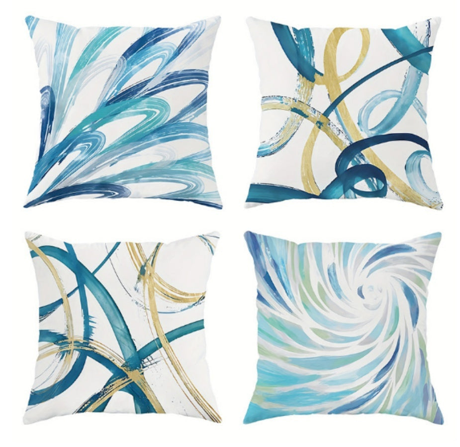 HKM-842835 Linen Pillow Cases Set of 4 - 45cm x 45cm - Multiple Colors Available