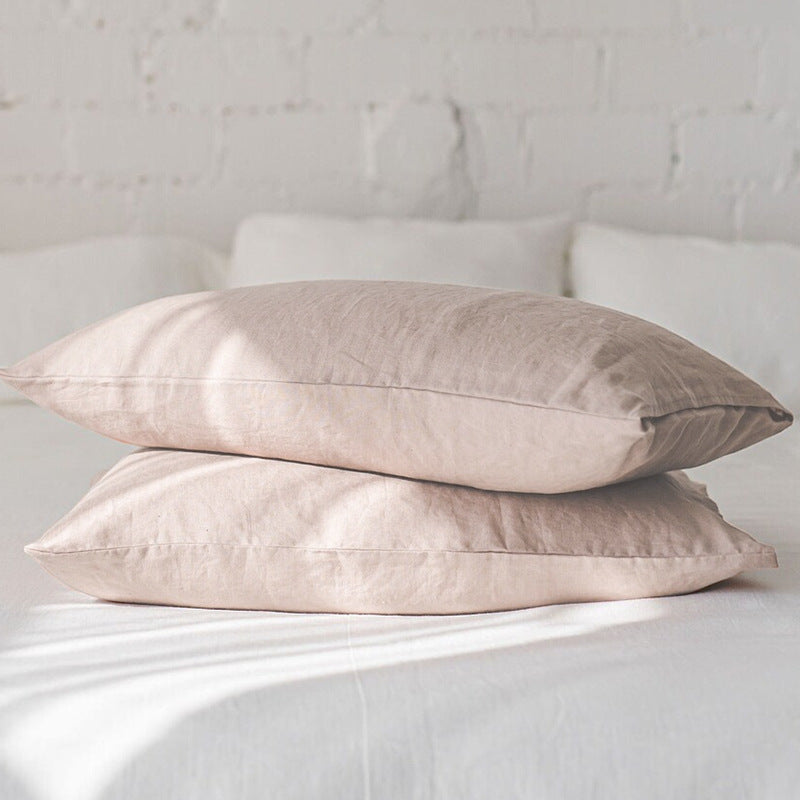 HKM-843027 Solid Color Yellow Linen Pillowcase - Rectangular Envelope Style, 48x74cm