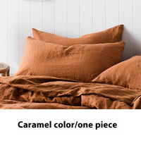 HKM-843027 Solid Color Yellow Linen Pillowcase - Rectangular Envelope Style, 48x74cm
