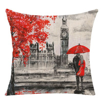 HKM-843155 Cartoon Anime Maple Leaf Pillow Cover in Linen - Nordic Design, 40x40cm & 45x45cm