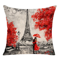 HKM-843155 Cartoon Anime Maple Leaf Pillow Cover in Linen - Nordic Design, 40x40cm & 45x45cm