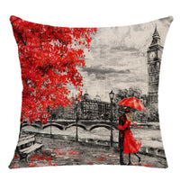 HKM-843155 Cartoon Anime Maple Leaf Pillow Cover in Linen - Nordic Design, 40x40cm & 45x45cm