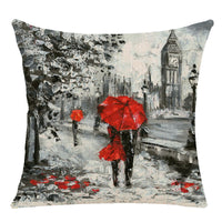 HKM-843155 Cartoon Anime Maple Leaf Pillow Cover in Linen - Nordic Design, 40x40cm & 45x45cm