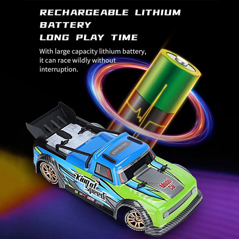 HKM-843283 Remote Control Spray Drift Car with Lights - 1/16 Scale Electric Racing Vehicle for Kids 5+